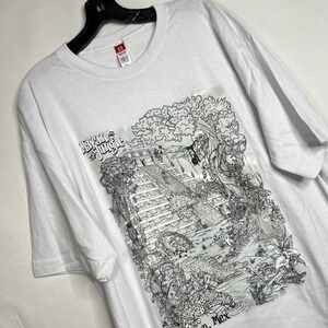 Euro Cotton White Mayan Jungle T-Shirt Mens XL Cancun Mexico Graphic Souvenir